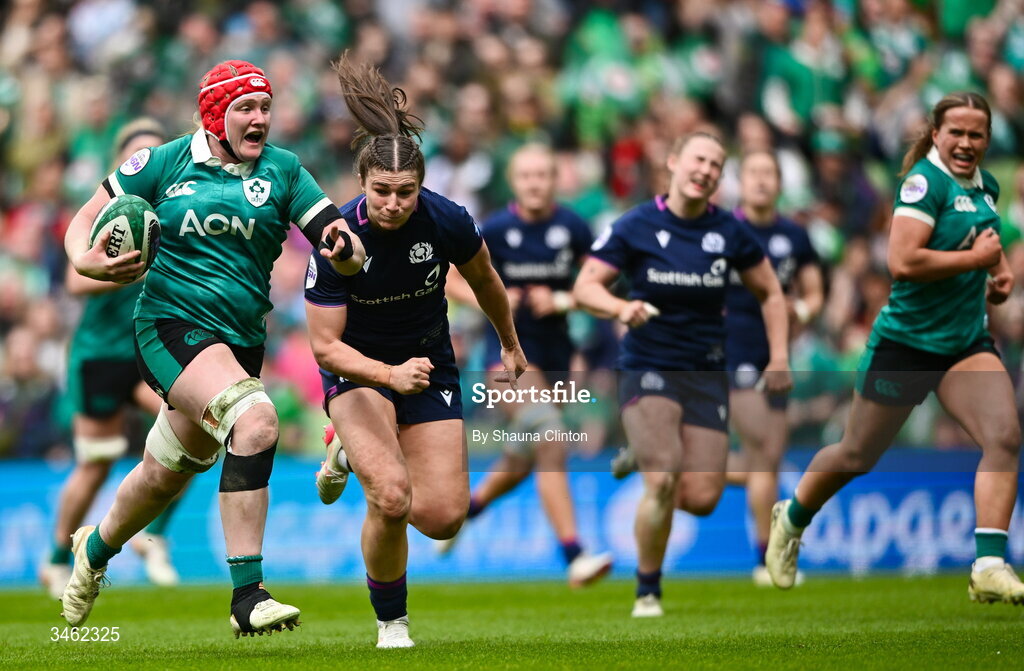 17 May 2026; Aoife Wafer of Ireland during the Women's 6 Nations Rugby Championship match between Ireland and Scotland at the Aviva Stadium in Dublin. Photo by Shauna Clinton/Sportsfile