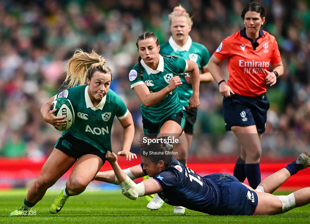 17 May 2026; Aoife Dalton of Ireland during the Women's 6 Nations Rugby Championship match between Ireland and Scotland at the Aviva Stadium in Dublin. Photo by Shauna Clinton/Sportsfile