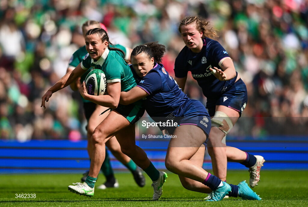 17 May 2026; Emily Lane of Ireland during the Women's 6 Nations Rugby Championship match between Ireland and Scotland at the Aviva Stadium in Dublin. Photo by Shauna Clinton/Sportsfile