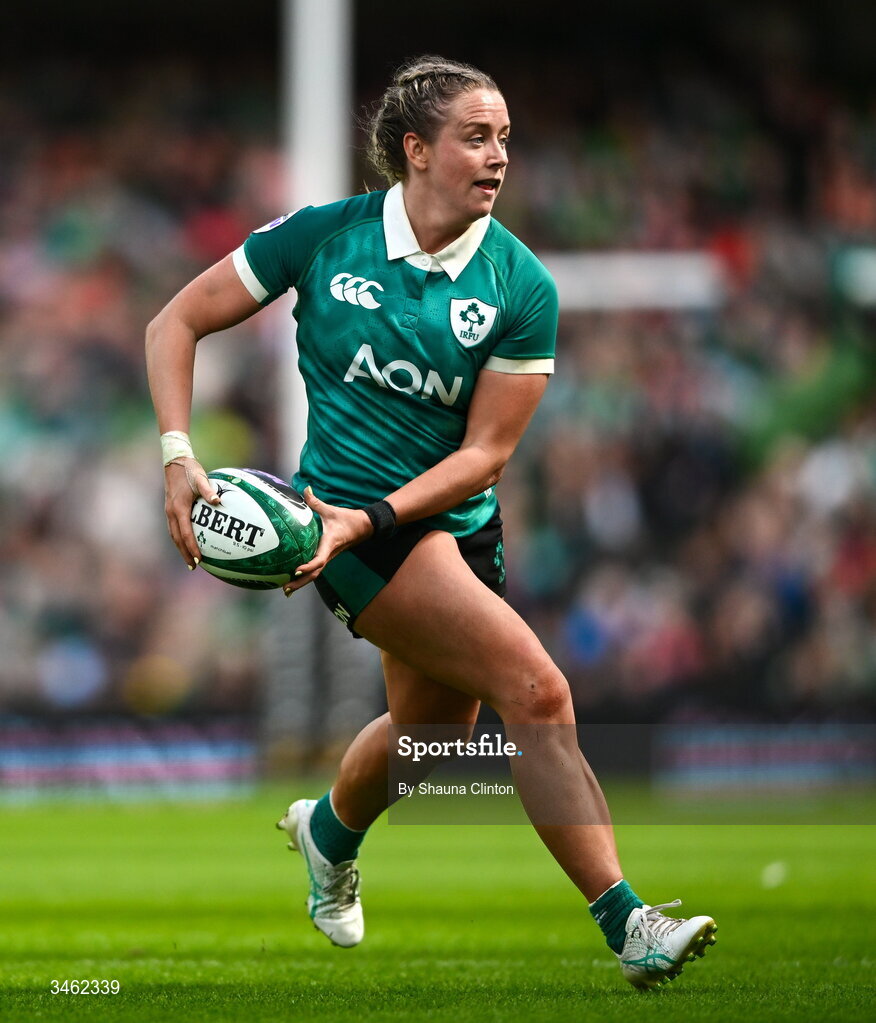 17 May 2026; Stacey Flood of Ireland during the Women's 6 Nations Rugby Championship match between Ireland and Scotland at the Aviva Stadium in Dublin. Photo by Shauna Clinton/Sportsfile