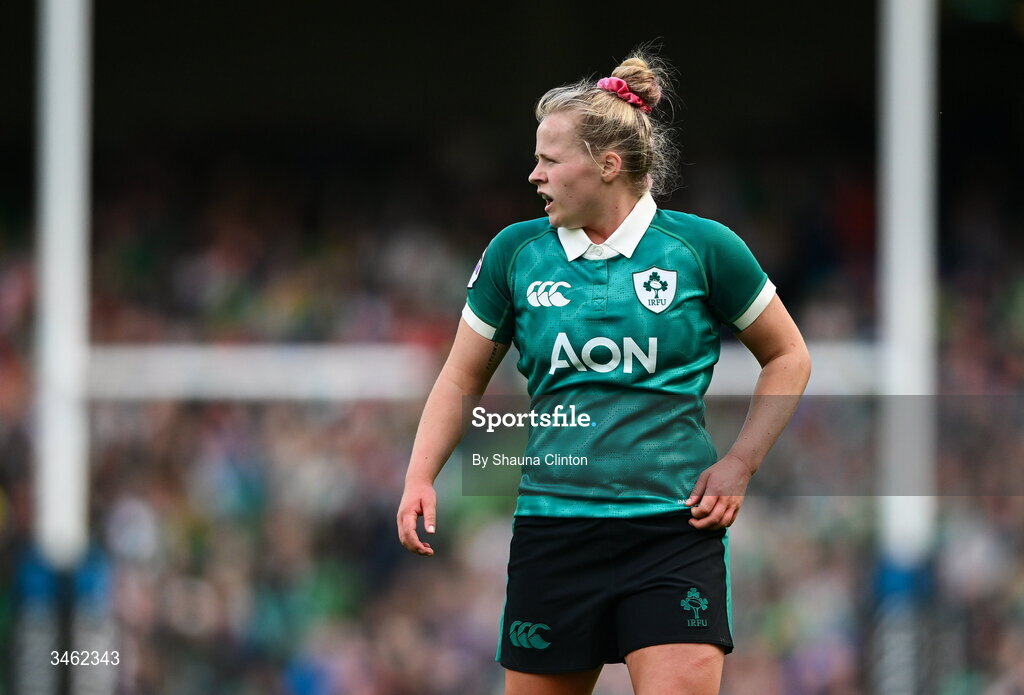 17 May 2026; Dannah O'Brien of Ireland during the Women's 6 Nations Rugby Championship match between Ireland and Scotland at the Aviva Stadium in Dublin. Photo by Shauna Clinton/Sportsfile