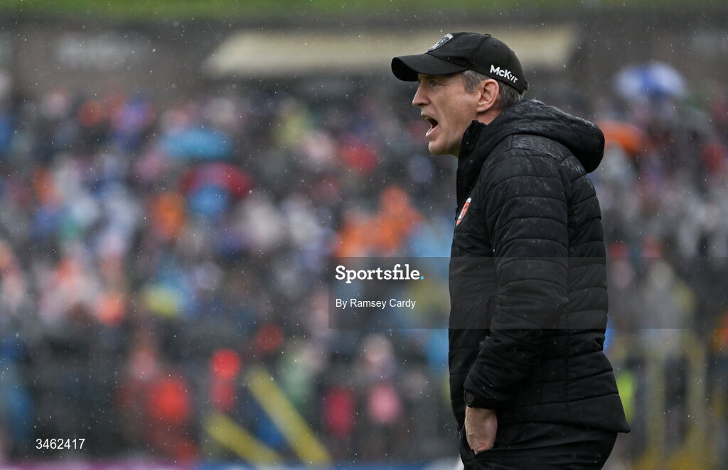 17 May 2026; Armagh manager Kieran McGeeney during the Ulster GAA Football Senior Championship final match between Armagh and Monaghan at St Tiernach's Park in Clones, Monaghan. Photo by Ramsey Cardy/Sportsfile