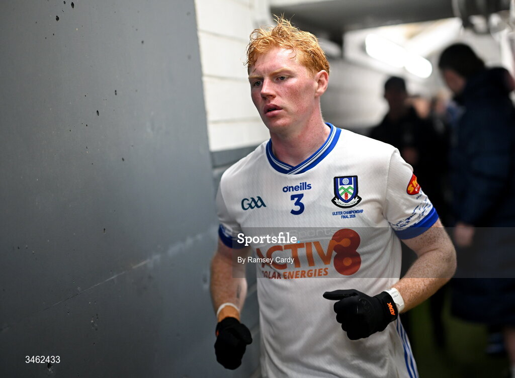 17 May 2026; Ryan O'Toole of Monaghan makes his way out for the second half of the Ulster GAA Football Senior Championship final match between Armagh and Monaghan at St Tiernach's Park in Clones, Monaghan. Photo by Ramsey Cardy/Sportsfile