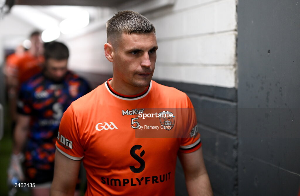 17 May 2026; Greg McCabe of Armagh makes his way out for the second half of the Ulster GAA Football Senior Championship final match between Armagh and Monaghan at St Tiernach's Park in Clones, Monaghan. Photo by Ramsey Cardy/Sportsfile