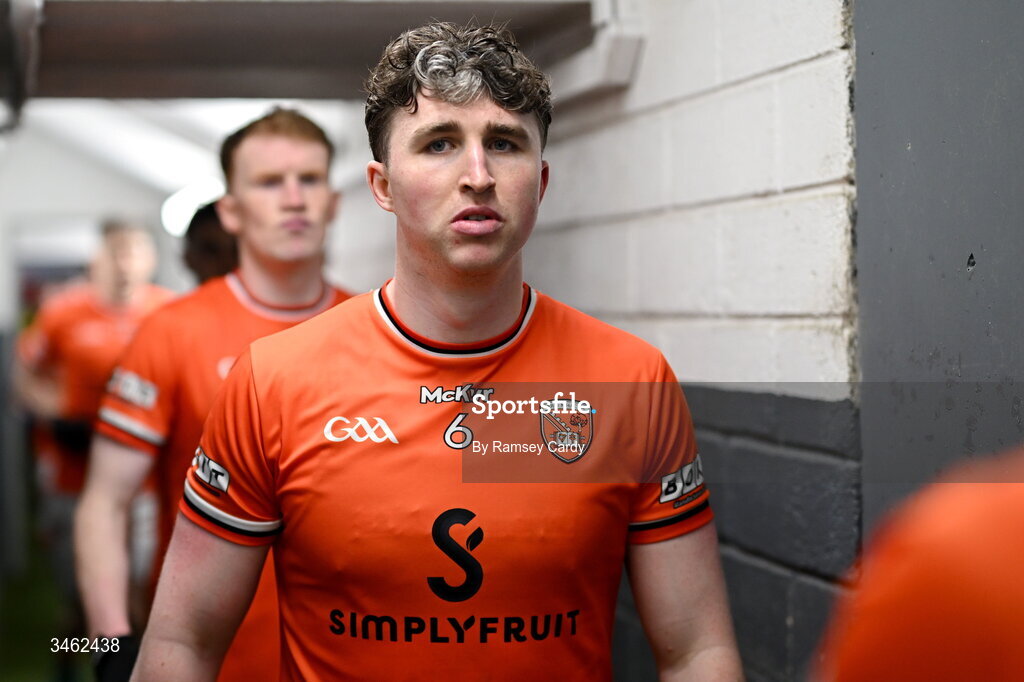17 May 2026; Tiernan Kelly of Armagh makes his way out for the second half of the Ulster GAA Football Senior Championship final match between Armagh and Monaghan at St Tiernach's Park in Clones, Monaghan. Photo by Ramsey Cardy/Sportsfile
