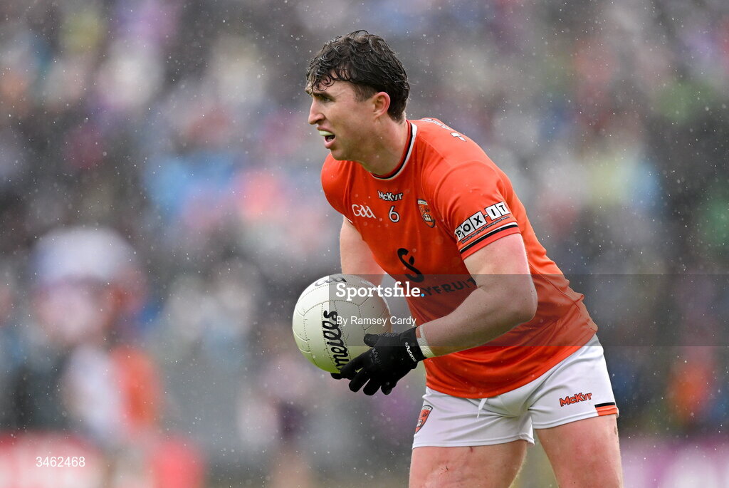 17 May 2026; Tiernan Kelly of Armagh during the Ulster GAA Football Senior Championship final match between Armagh and Monaghan at St Tiernach's Park in Clones, Monaghan. Photo by Ramsey Cardy/Sportsfile