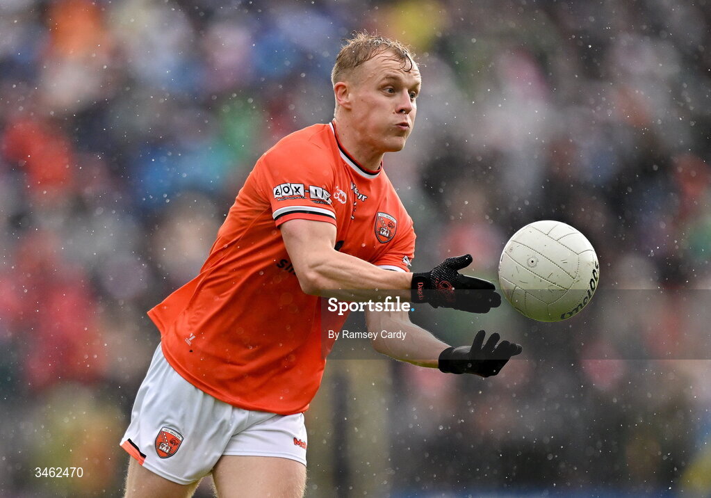17 May 2026; Cian McConville of Armagh during the Ulster GAA Football Senior Championship final match between Armagh and Monaghan at St Tiernach's Park in Clones, Monaghan. Photo by Ramsey Cardy/Sportsfile