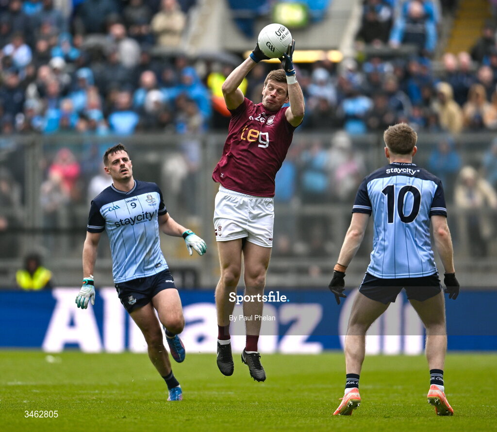 17 May 2026; John Heslin of Westmeath catches a high ball during the Leinster GAA Football Senior Championship final match between Dublin and Westmeath at Croke Park in Dublin. Photo by Paul Phelan/Sportsfile