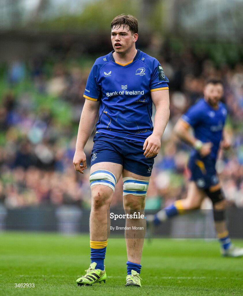 16 May 2026; Diarmuid Mangan of Leinster during the United Rugby Championship match between Leinster and Ospreys at the Aviva Stadium in Dublin. Photo by Brendan Moran/Sportsfile