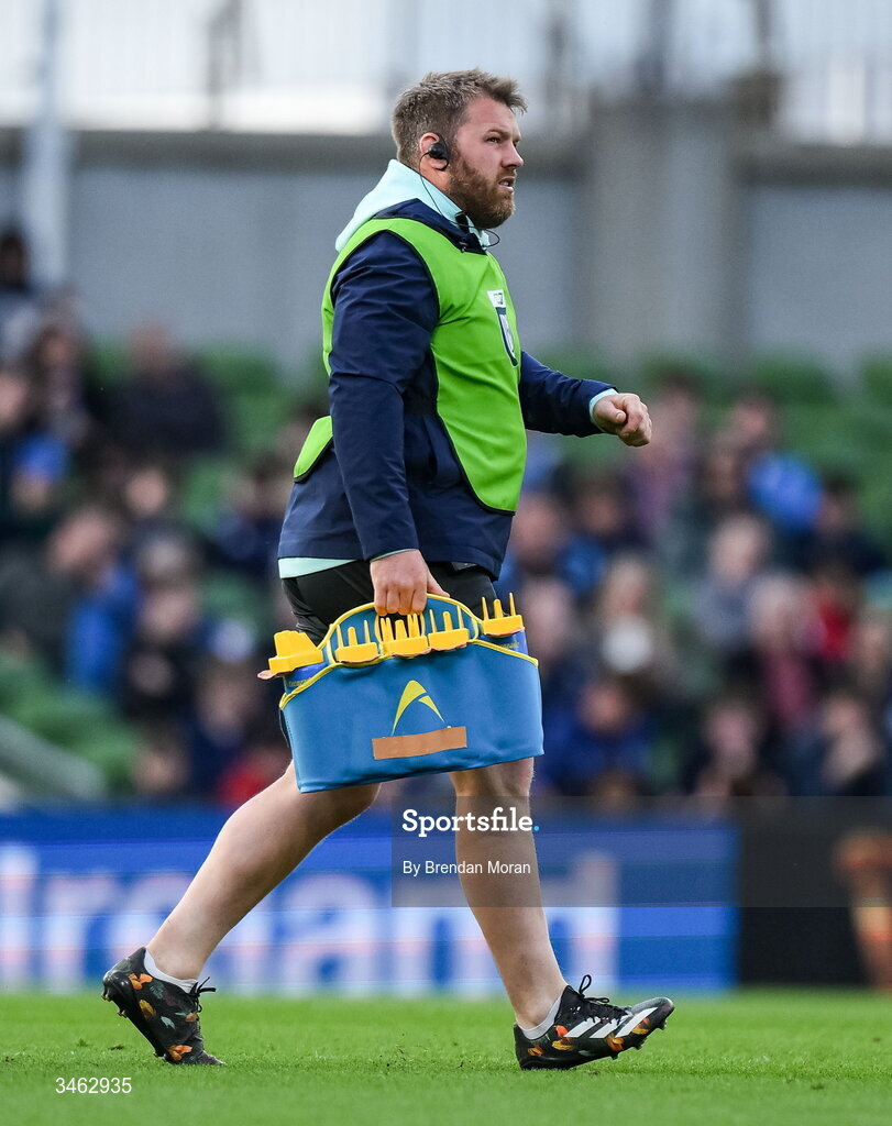 16 May 2026; Leinster contact skills coach Sean O'Brien during the United Rugby Championship match between Leinster and Ospreys at the Aviva Stadium in Dublin. Photo by Brendan Moran/Sportsfile