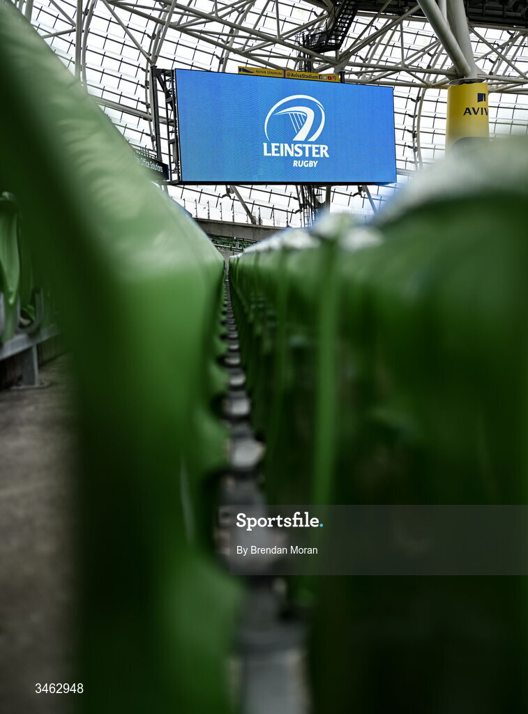 16 May 2026; A general view inside the stadium before the United Rugby Championship match between Leinster and Ospreys at the Aviva Stadium in Dublin. Photo by Brendan Moran/Sportsfile