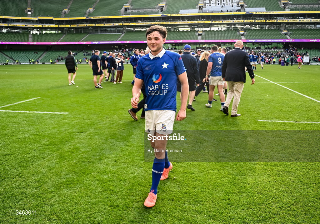 26 April 2026; Robert Gilsenan of St Mary's College RFC celebrates after the Energia Men's All-Ireland League Division 1A final match between Clontarf FC and St Mary's College RFC at the Aviva Stadium in Dublin. Photo by Daire Brennan/Sportsfile