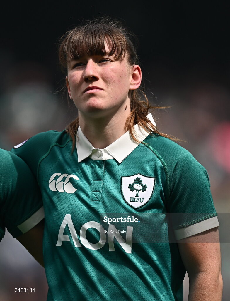 17 May 2026; Ireland's Niamh Gallagher before the Women's 6 Nations Rugby Championship match between Ireland and Scotland at the Aviva Stadium in Dublin. Photo by Seb Daly/Sportsfile