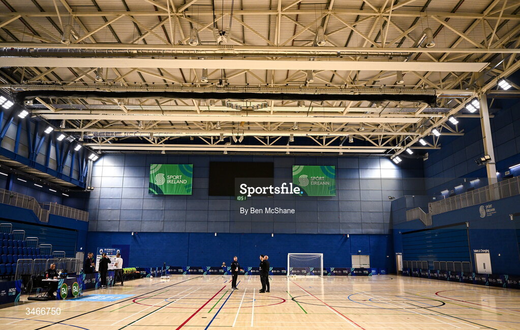 24 May 2026; A general view inside the National Indoor Arena before the FAI Futsal Cup final match between Leinster Futsal and Blue Magic at the National Indoor Arena in Abbotstown, Dublin. Photo by Ben McShane/Sportsfile