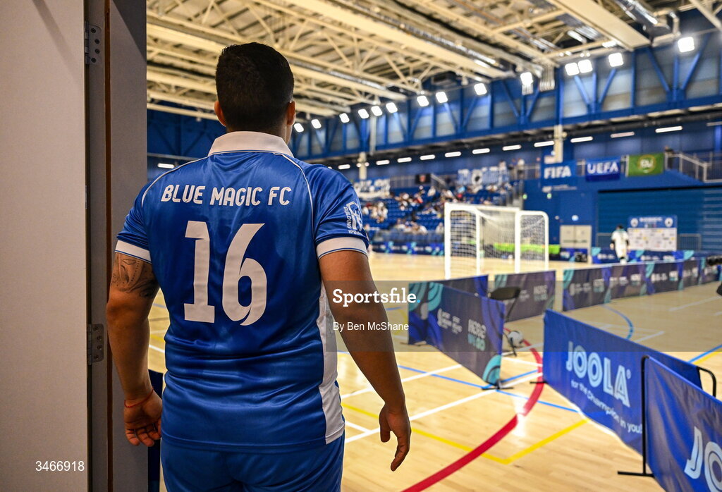 24 May 2026; Gabriel Yan Micoski Lucaz of Blue Magic before the FAI Futsal Cup final match between Leinster Futsal and Blue Magic at the National Indoor Arena in Abbotstown, Dublin. Photo by Ben McShane/Sportsfile