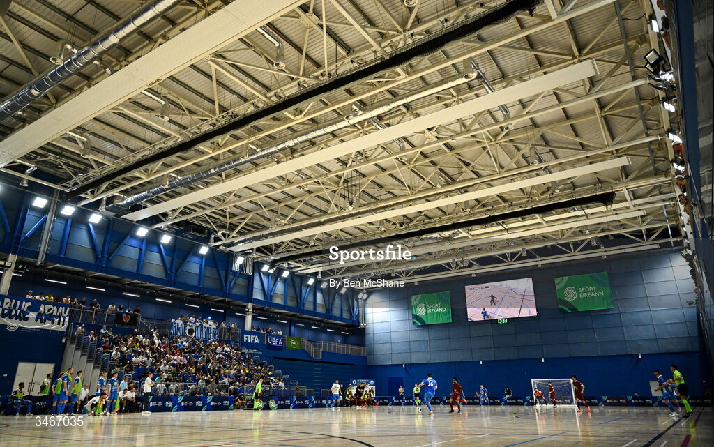 24 May 2026; A general view of the action during the FAI Futsal Cup final match between Leinster Futsal and Blue Magic at the National Indoor Arena in Abbotstown, Dublin. Photo by Ben McShane/Sportsfile