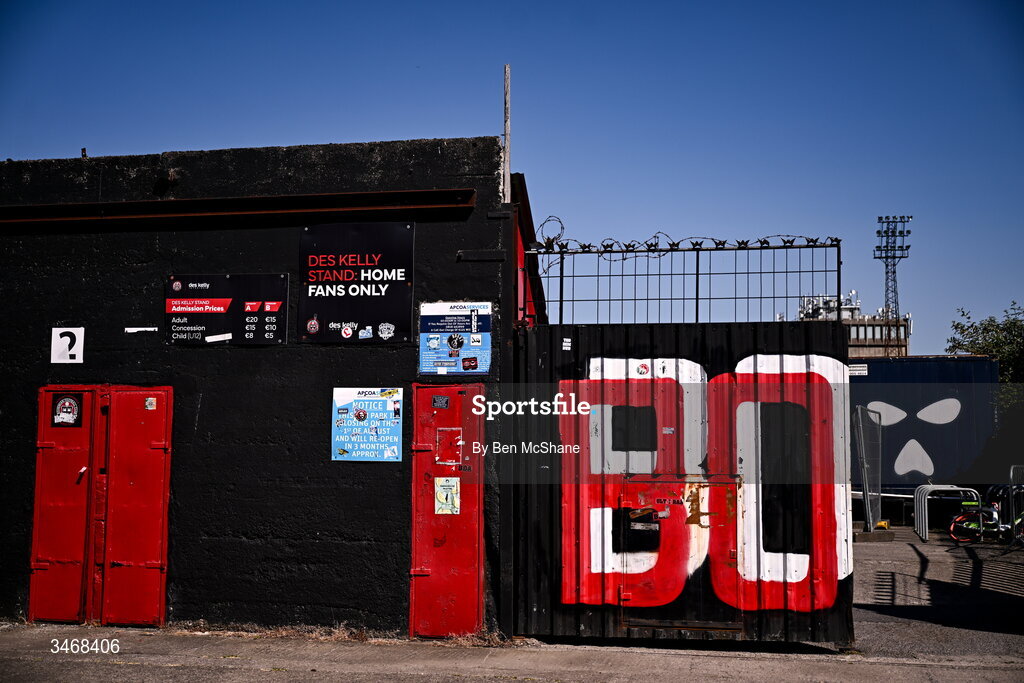25 May 2026; A general view outside of Dalymount Park before the SSE Airtricity Men’s Premier Division match between Bohemians and Shamrock Rovers at Dalymount Park in Dublin. Photo by Ben McShane/Sportsfile