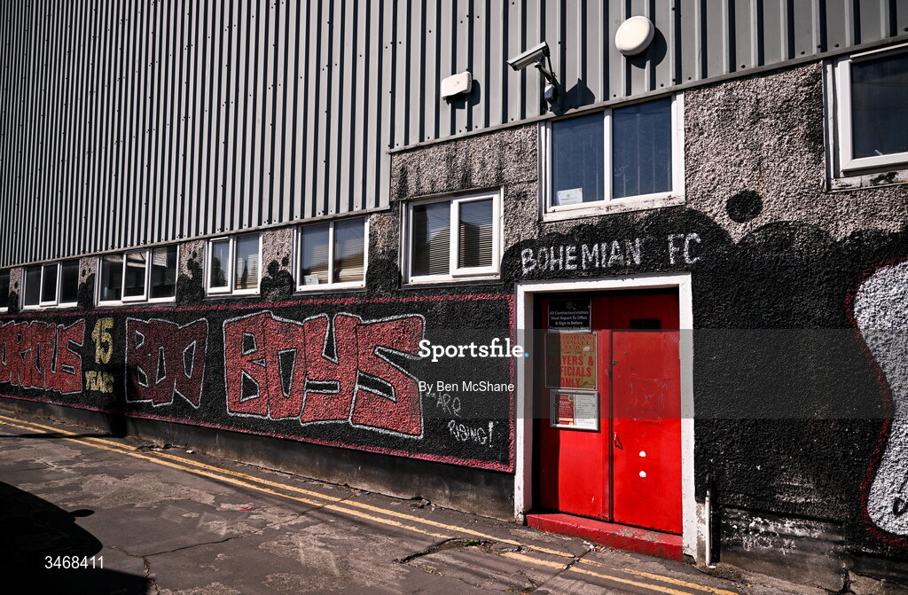 25 May 2026; A general view outside of Dalymount Park before the SSE Airtricity Men’s Premier Division match between Bohemians and Shamrock Rovers at Dalymount Park in Dublin. Photo by Ben McShane/Sportsfile