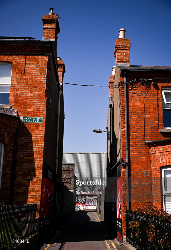25 May 2026; A general view outside of Dalymount Park before the SSE Airtricity Men’s Premier Division match between Bohemians and Shamrock Rovers at Dalymount Park in Dublin. Photo by Ben McShane/Sportsfile