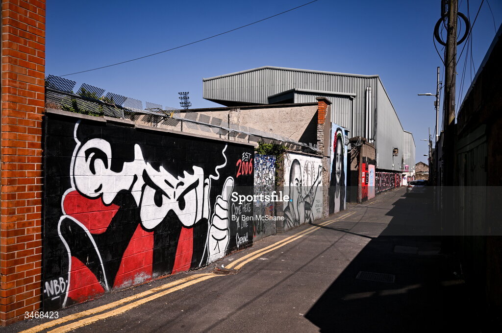 25 May 2026; A general view outside of Dalymount Park before the SSE Airtricity Men’s Premier Division match between Bohemians and Shamrock Rovers at Dalymount Park in Dublin. Photo by Ben McShane/Sportsfile