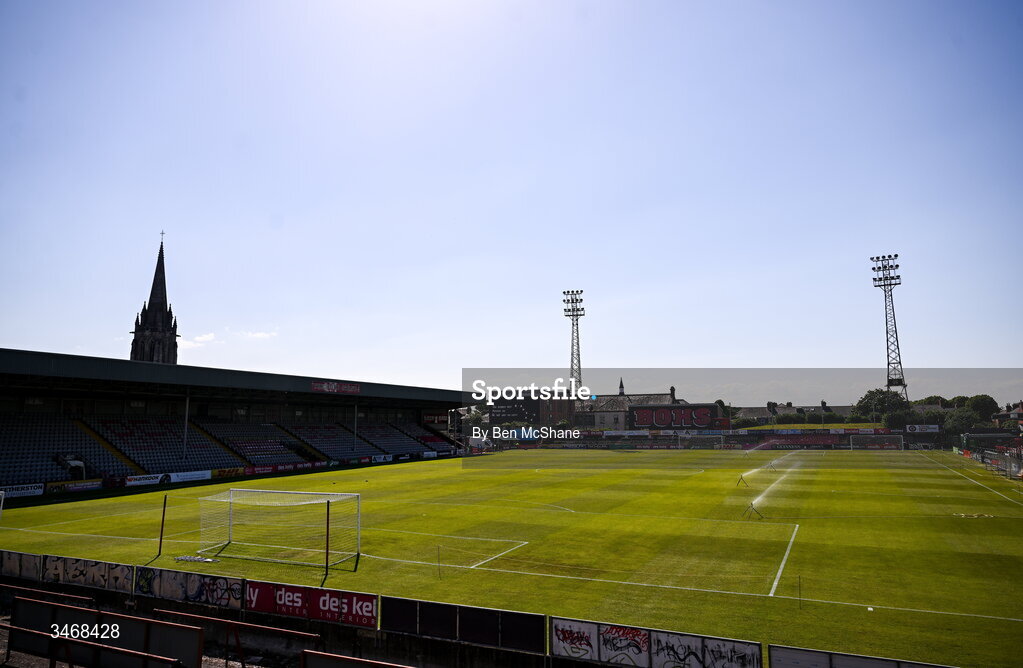 25 May 2026; A general view of Dalymount Park before the SSE Airtricity Men’s Premier Division match between Bohemians and Shamrock Rovers at Dalymount Park in Dublin. Photo by Ben McShane/Sportsfile