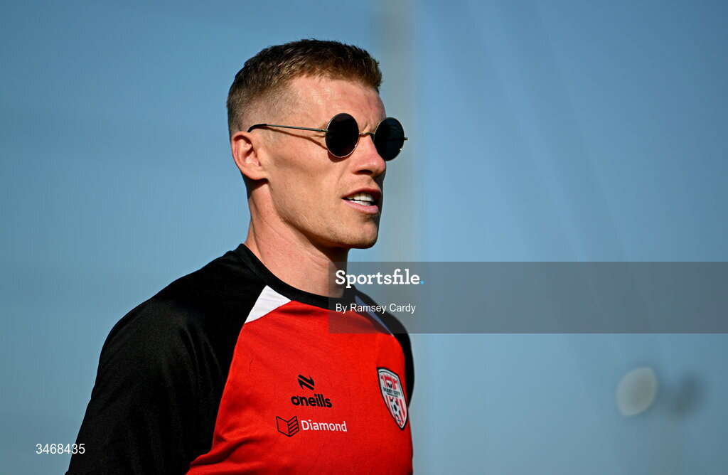 25 May 2026; James McClean of Derry City before the SSE Airtricity Men’s Premier Division match between Derry City and Shelbourne at Find Insurance Celtic Park in Derry. Photo by Ramsey Cardy/Sportsfile
