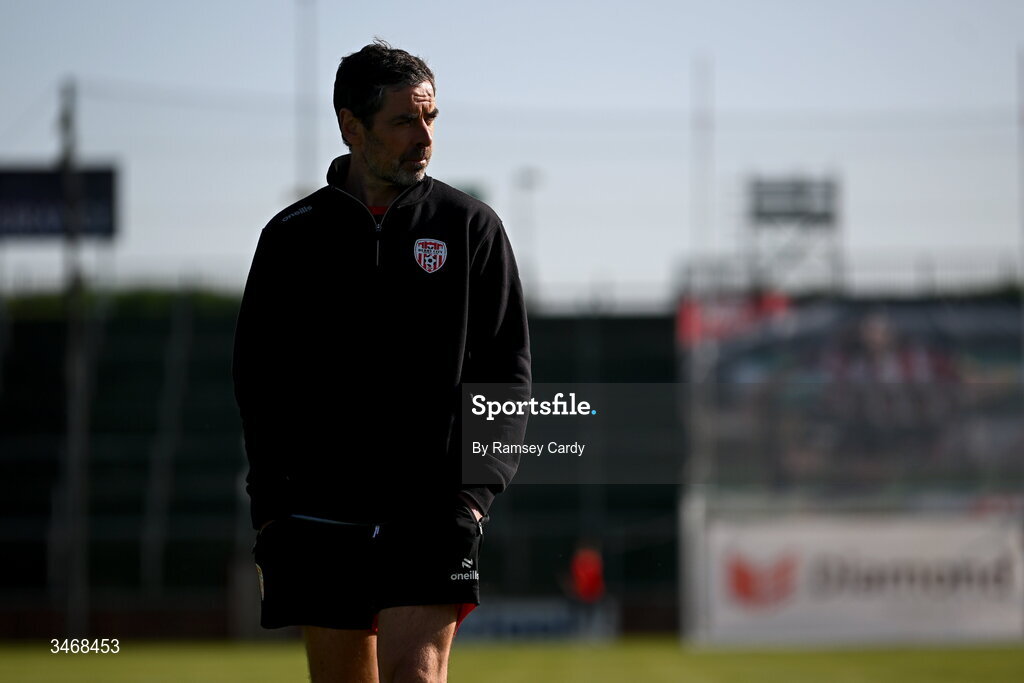25 May 2026; Derry City manager Tiernan Lynch before the SSE Airtricity Men’s Premier Division match between Derry City and Shelbourne at Find Insurance Celtic Park in Derry. Photo by Ramsey Cardy/Sportsfile