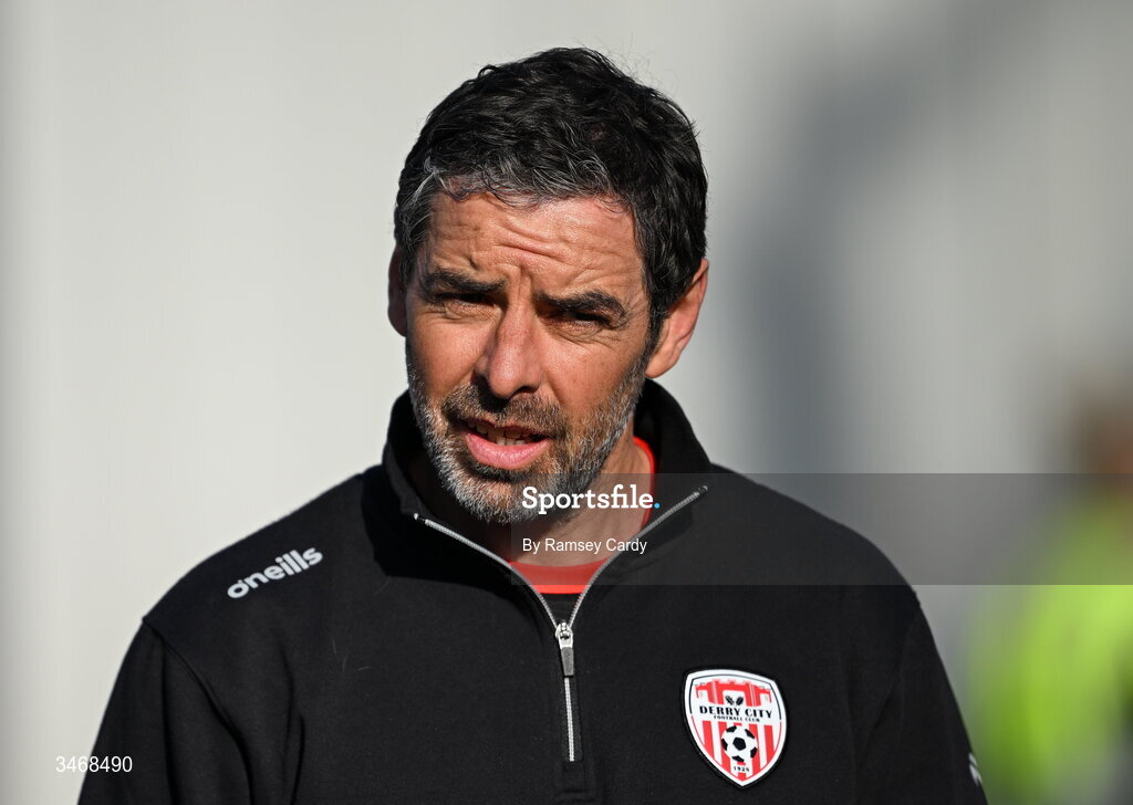25 May 2026; Derry City manager Tiernan Lynch before the SSE Airtricity Men’s Premier Division match between Derry City and Shelbourne at Find Insurance Celtic Park in Derry. Photo by Ramsey Cardy/Sportsfile