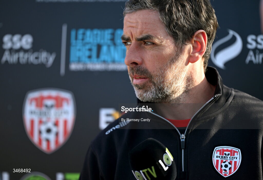 25 May 2026; Derry City manager Tiernan Lynch before the SSE Airtricity Men’s Premier Division match between Derry City and Shelbourne at Find Insurance Celtic Park in Derry. Photo by Ramsey Cardy/Sportsfile
