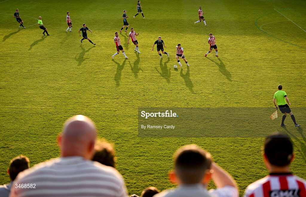 25 May 2026; A general view of action during the SSE Airtricity Men’s Premier Division match between Derry City and Shelbourne at Find Insurance Celtic Park in Derry. Photo by Ramsey Cardy/Sportsfile
