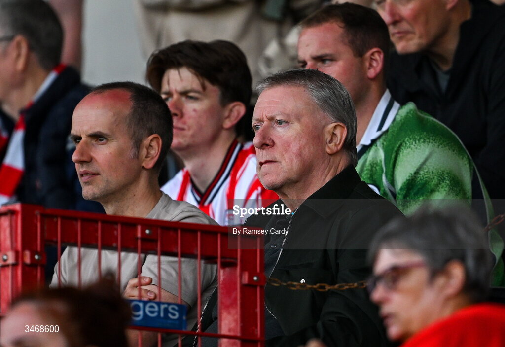 25 May 2026; Derry City chairman Philip O'Doherty during the SSE Airtricity Men’s Premier Division match between Derry City and Shelbourne at Find Insurance Celtic Park in Derry. Photo by Ramsey Cardy/Sportsfile