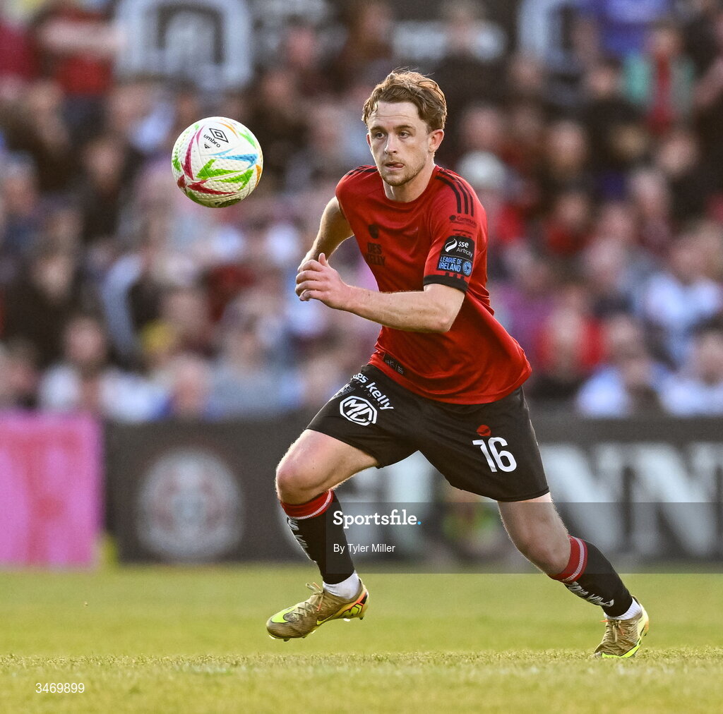 25 May 2026; Darragh Power of Bohemians during the SSE Airtricity Men’s Premier Division match between Bohemians and Shamrock Rovers at Dalymount Park in Dublin. Photo by Tyler Miller/Sportsfile