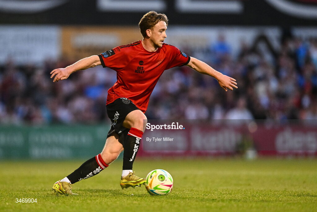 25 May 2026; Darragh Power of Bohemians during the SSE Airtricity Men’s Premier Division match between Bohemians and Shamrock Rovers at Dalymount Park in Dublin. Photo by Tyler Miller/Sportsfile