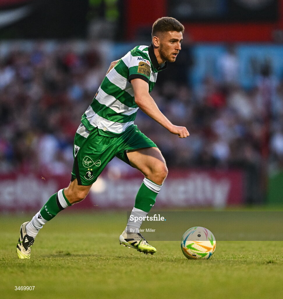 25 May 2026; Dylan Watts of Shamrock Rovers during the SSE Airtricity Men’s Premier Division match between Bohemians and Shamrock Rovers at Dalymount Park in Dublin. Photo by Tyler Miller/Sportsfile