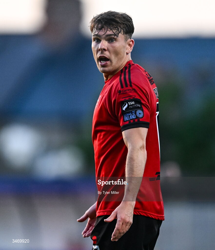 25 May 2026; Dayle Rooney of Bohemians during the SSE Airtricity Men’s Premier Division match between Bohemians and Shamrock Rovers at Dalymount Park in Dublin. Photo by Tyler Miller/Sportsfile