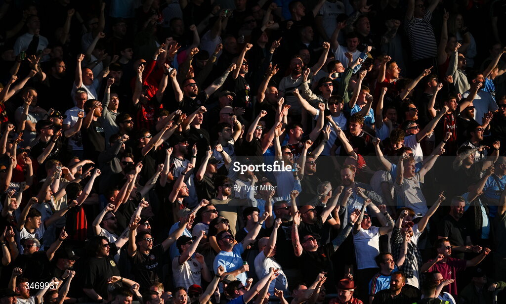 25 May 2026; Bohemians supporters during the SSE Airtricity Men’s Premier Division match between Bohemians and Shamrock Rovers at Dalymount Park in Dublin. Photo by Tyler Miller/Sportsfile