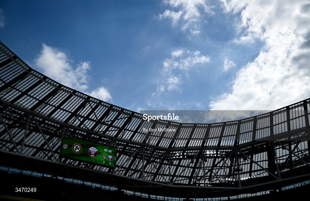 28 May 2026; A general view of the Aviva Stadium before the international friendly match between Republic of Ireland and Qatar at the Aviva Stadium in Dublin. Photo by Ben McShane/Sportsfile