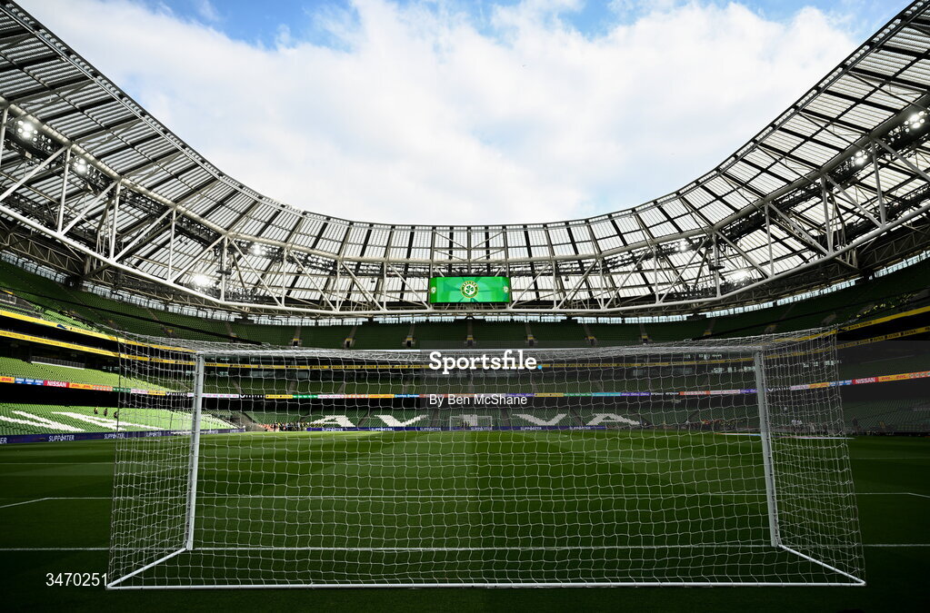 28 May 2026; A general view of the Aviva Stadium before the international friendly match between Republic of Ireland and Qatar at the Aviva Stadium in Dublin. Photo by Ben McShane/Sportsfile
