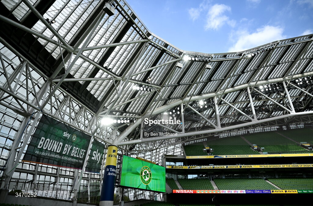 28 May 2026; A general view of the Aviva Stadium before the international friendly match between Republic of Ireland and Qatar at the Aviva Stadium in Dublin. Photo by Ben McShane/Sportsfile