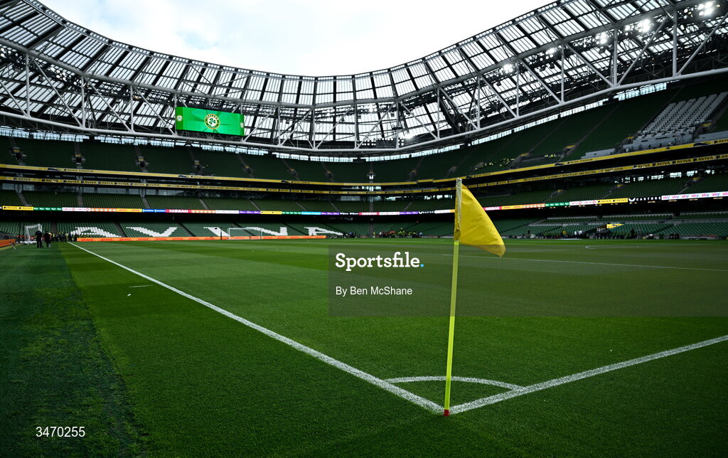 28 May 2026; A general view of the Aviva Stadium before the international friendly match between Republic of Ireland and Qatar at the Aviva Stadium in Dublin. Photo by Ben McShane/Sportsfile