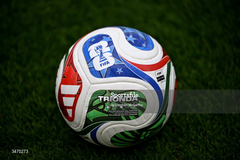 28 May 2026; A general view of the match ball before the international friendly match between Republic of Ireland and Qatar at the Aviva Stadium in Dublin. Photo by Stephen McCarthy/Sportsfile Photo by Stephen McCarthy/Sportsfile