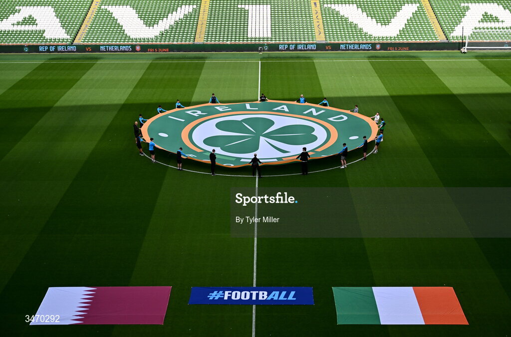 28 May 2026; A general view inside the stadium before the international friendly match between Republic of Ireland and Qatar at the Aviva Stadium in Dublin. Photo by Tyler Miller/Sportsfile