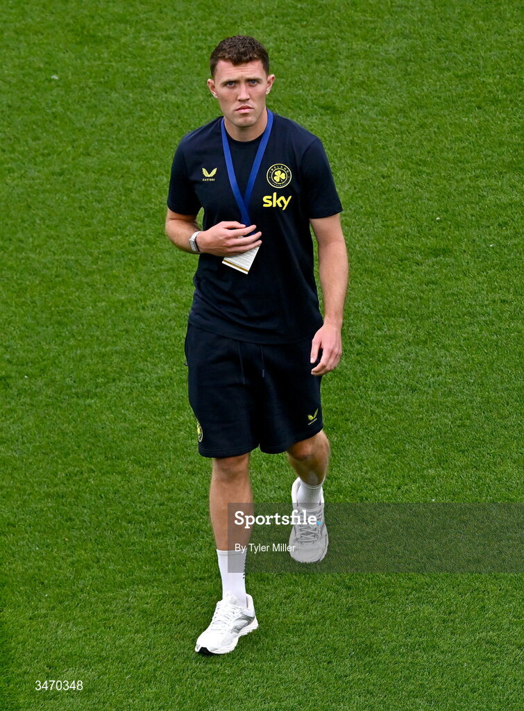 28 May 2026; Dara O'Shea of Republic of Ireland before the international friendly match between Republic of Ireland and Qatar at the Aviva Stadium in Dublin. Photo by Tyler Miller/Sportsfile