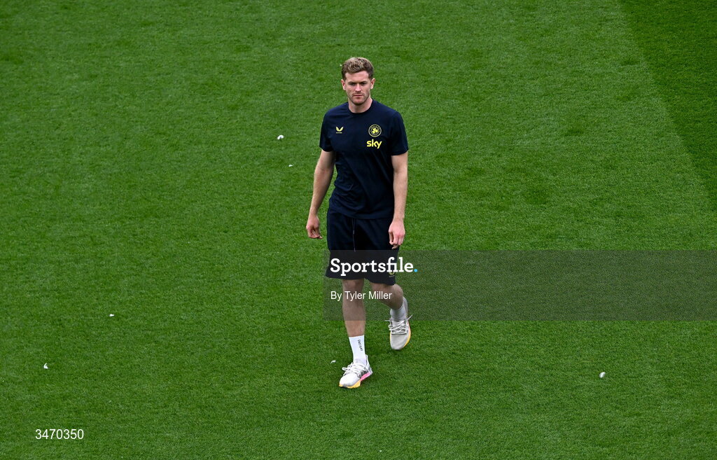 28 May 2026; Nathan Collins of Republic of Ireland before the international friendly match between Republic of Ireland and Qatar at the Aviva Stadium in Dublin. Photo by Tyler Miller/Sportsfile