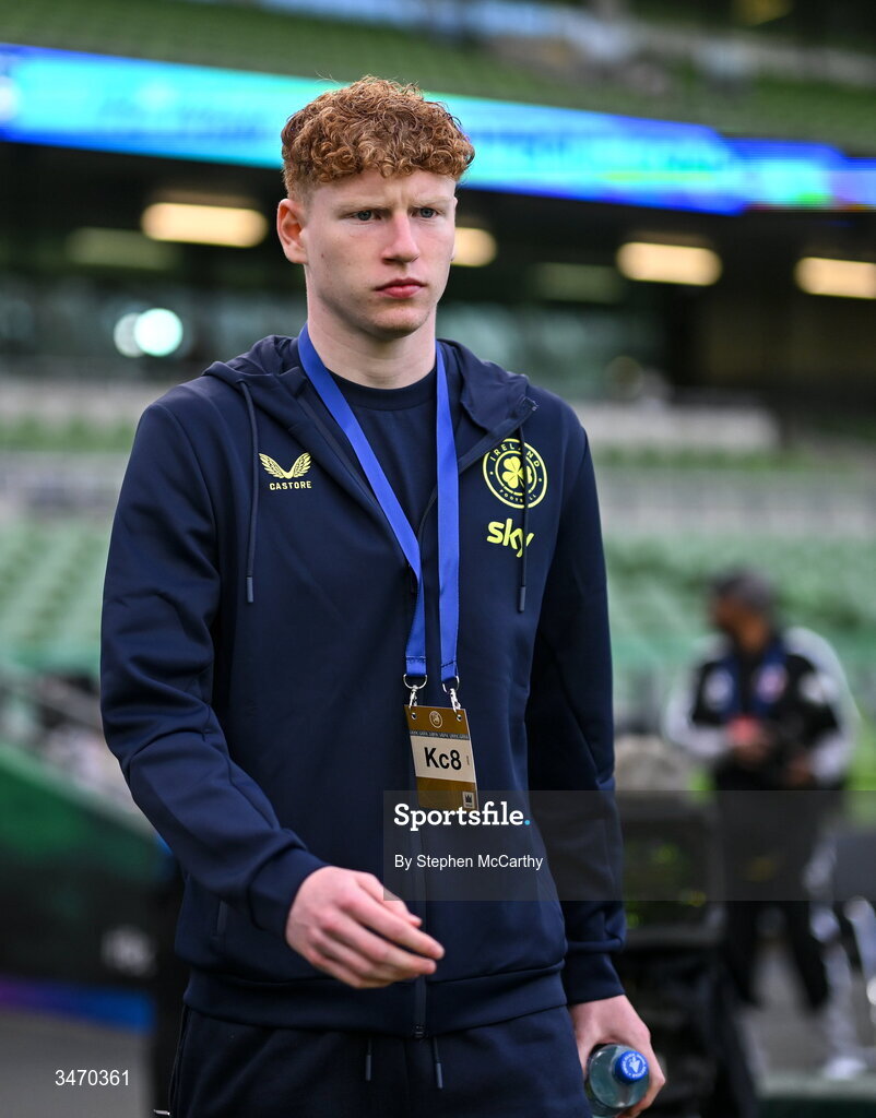 28 May 2026; Adam Brennan of Republic of Ireland before the international friendly match between Republic of Ireland and Qatar at the Aviva Stadium in Dublin. Photo by Stephen McCarthy/Sportsfile