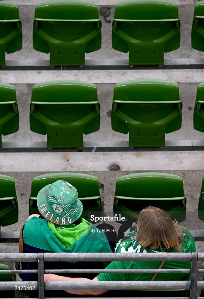 28 May 2026; Republic of Ireland supporters before the international friendly match between Republic of Ireland and Qatar at the Aviva Stadium in Dublin. Photo by Tyler Miller/Sportsfile