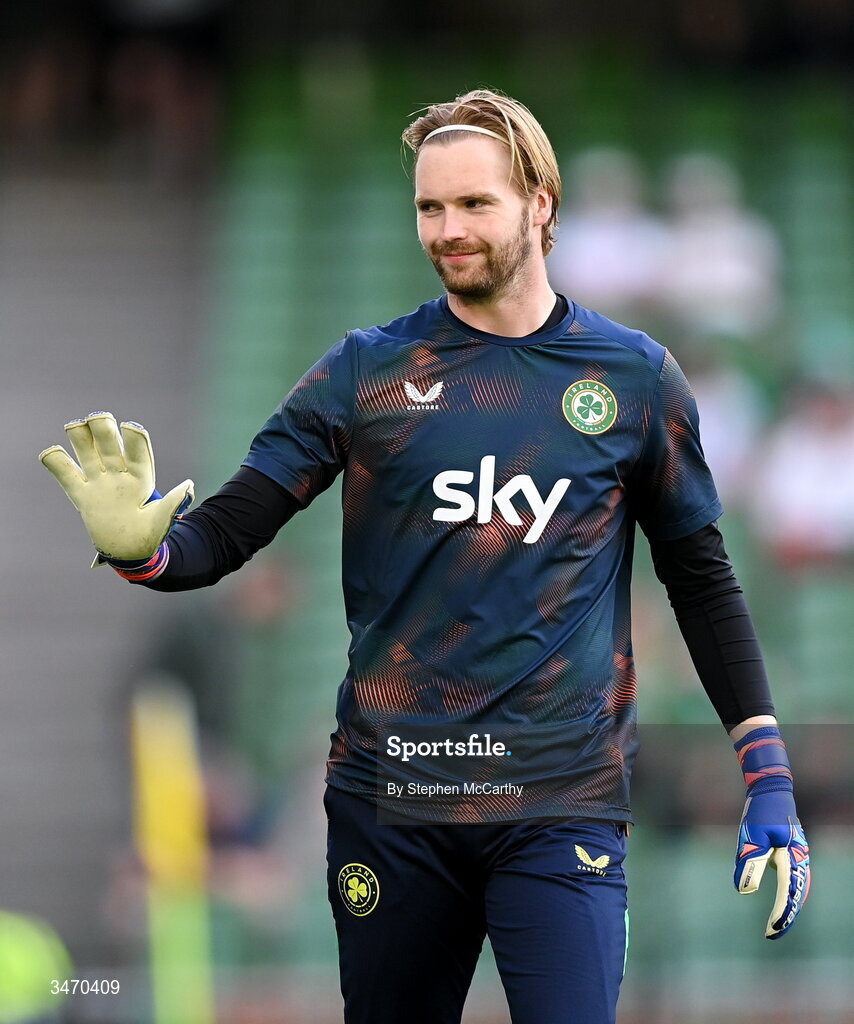 28 May 2026; Republic of Ireland goalkeeper Caoimhin Kelleher before the international friendly match between Republic of Ireland and Qatar at the Aviva Stadium in Dublin. Photo by Stephen McCarthy/Sportsfile