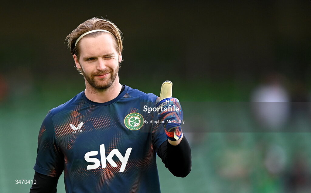 28 May 2026; Republic of Ireland goalkeeper Caoimhin Kelleher before the international friendly match between Republic of Ireland and Qatar at the Aviva Stadium in Dublin. Photo by Stephen McCarthy/Sportsfile