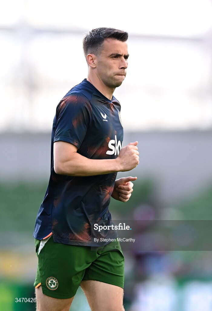 28 May 2026; Seamus Coleman of Republic of Ireland before the international friendly match between Republic of Ireland and Qatar at the Aviva Stadium in Dublin. Photo by Stephen McCarthy/Sportsfile