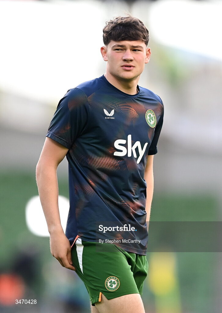 28 May 2026; Owen Elding of Republic of Ireland before the international friendly match between Republic of Ireland and Qatar at the Aviva Stadium in Dublin. Photo by Stephen McCarthy/Sportsfile